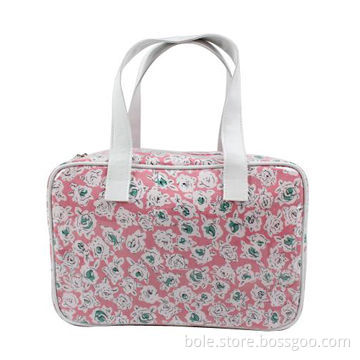 Fabric Cosmetic Bag with Full Printing, PVC Handle for Carry